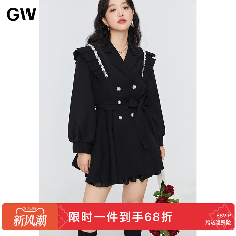GW大码女装小香风显瘦西装连衣裙