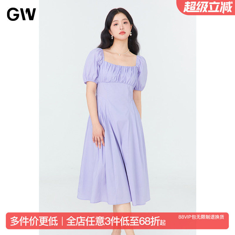 GW大码女装法式收腰高级感气质连衣裙2025夏季现款微胖mm公主裙女