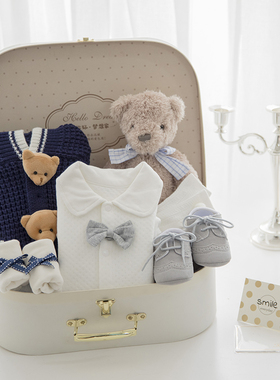 2021新生婴儿礼盒连体哈衣套装新年纯棉爬服初生满月礼物宝宝大全