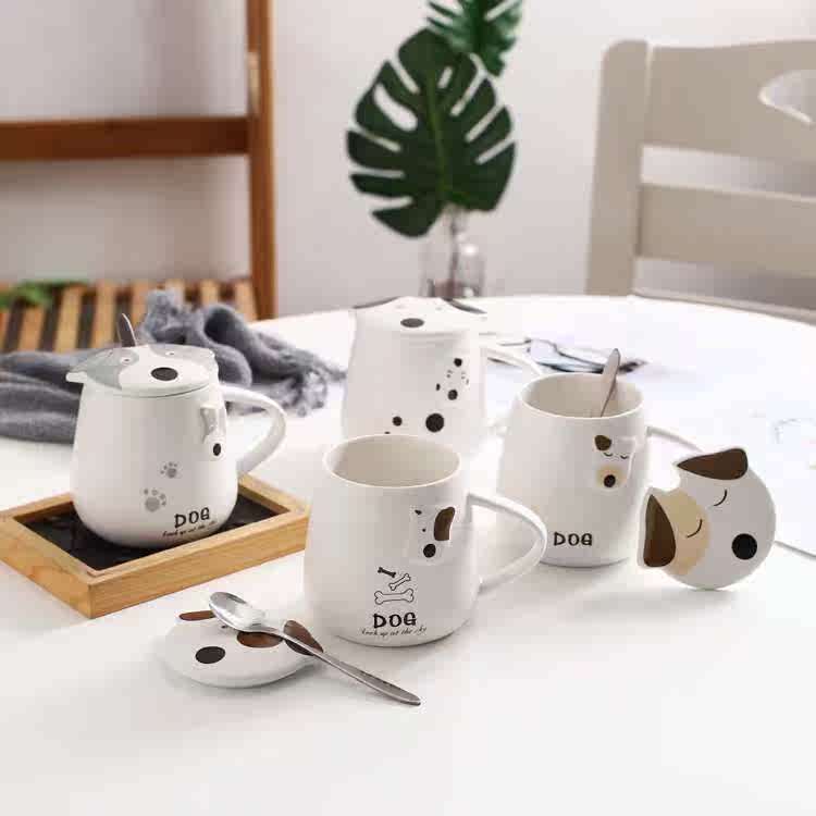 创意可爱韩版杯子陶瓷马克杯咖啡杯带盖勺简约牛奶情侣杯礼盒套装
