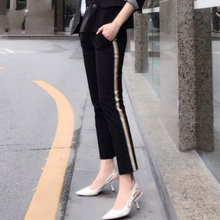 哥家新新款2025春垂感四面弹面料休闲直筒九分女裤校服裤子