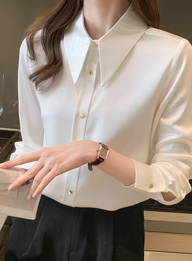 正品哥家新新款2025春秋气质正装职业尖领打底长袖衬衫女
