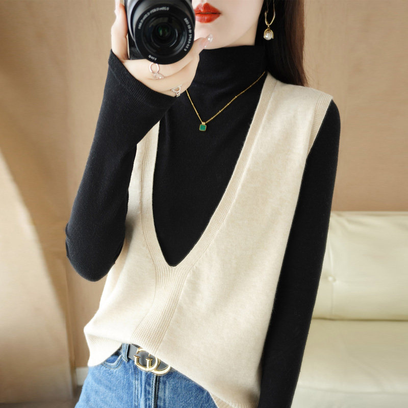 正品哥家新2025春装新款V领针织打底毛衣宽松坎肩背心内搭马甲女,女装/女士精品,马夹,淘宝优惠券,粉丝福利购,淘宝优惠卷