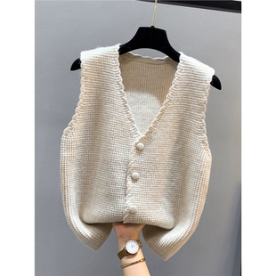 针织毛衣V领宽松马甲背心外套开衫 正品 短款 2025秋季 哥家新女装
