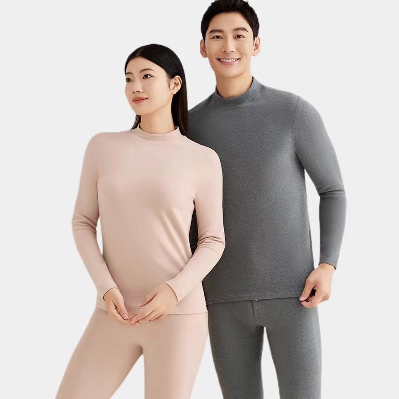 兄华男女士舒绒中领保暖内衣中老年半高领加厚棉毛衫纯棉秋衣秋裤