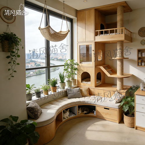 弧形阳台可坐沙发猫爬架猫别墅