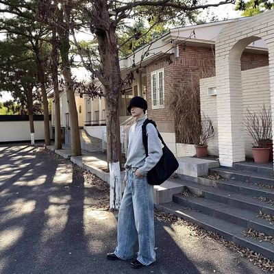 OTHER STORIESampOTHER STORIES做旧猫须直筒牛仔裤男夏季阔腿裤