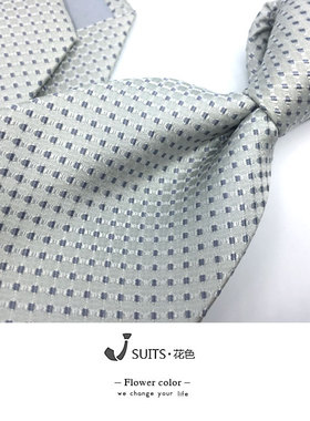 银灰色真丝桑蚕丝宽版意式复古领带腰果花色织蚕丝商务正装领带