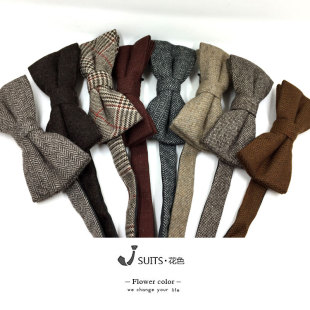 羊毛领结 Tweed苏格兰复古粗呢领结人字复古英伦领结nick大叔百搭