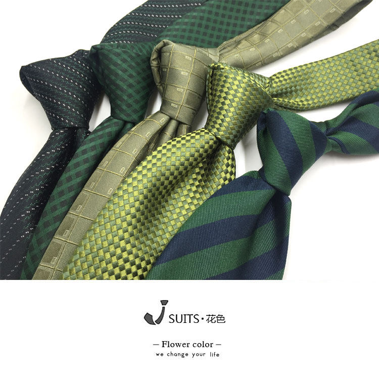 意式真丝蚕丝墨绿色复古宽版港风雅痞绅装绿色条纹提花腰果花领带