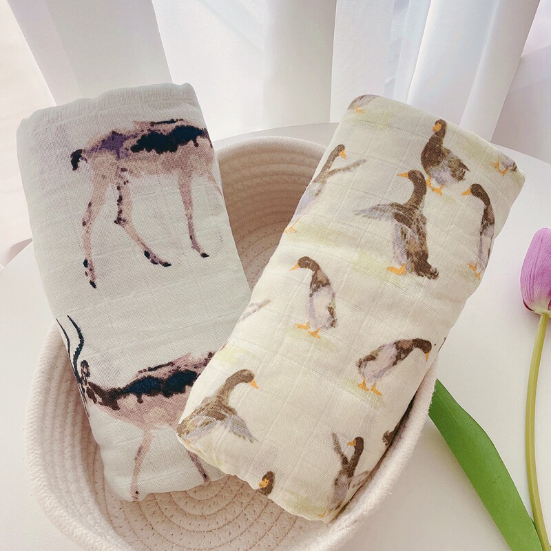 夏季新生儿竹纤维纱布透气吸汗竹棉柔软2层宝宝襁褓巾盖毯A类