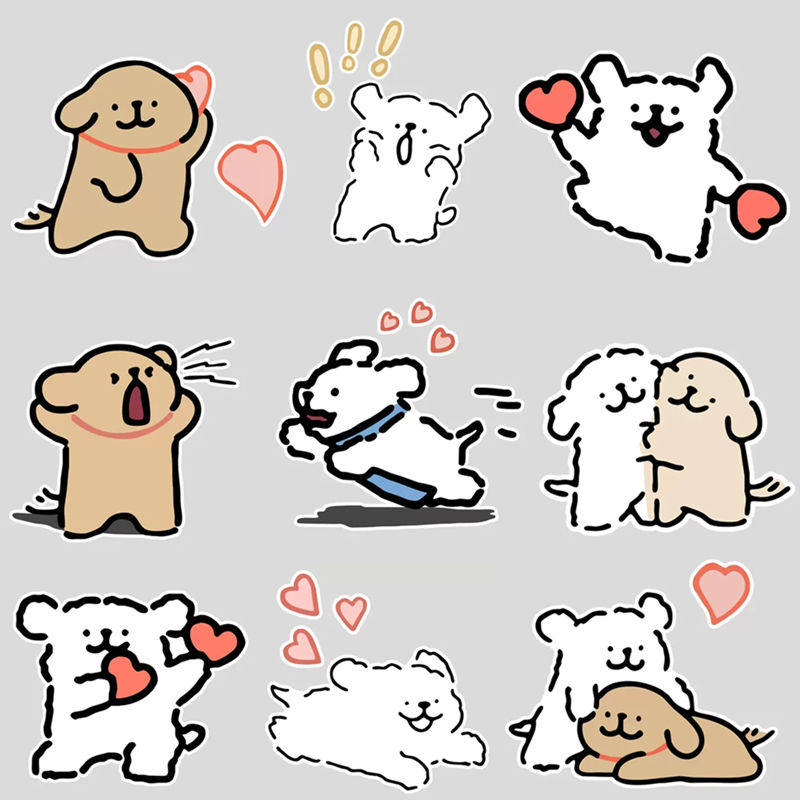 线条小狗马尔济斯可爱贴纸卡通汽车个性创意电动车贴画车身装饰贴