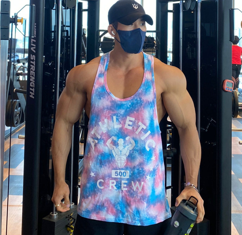 健身欧美新款迷彩肌肉背心速干肌肉型男运动上衣工字无袖潮牌T恤