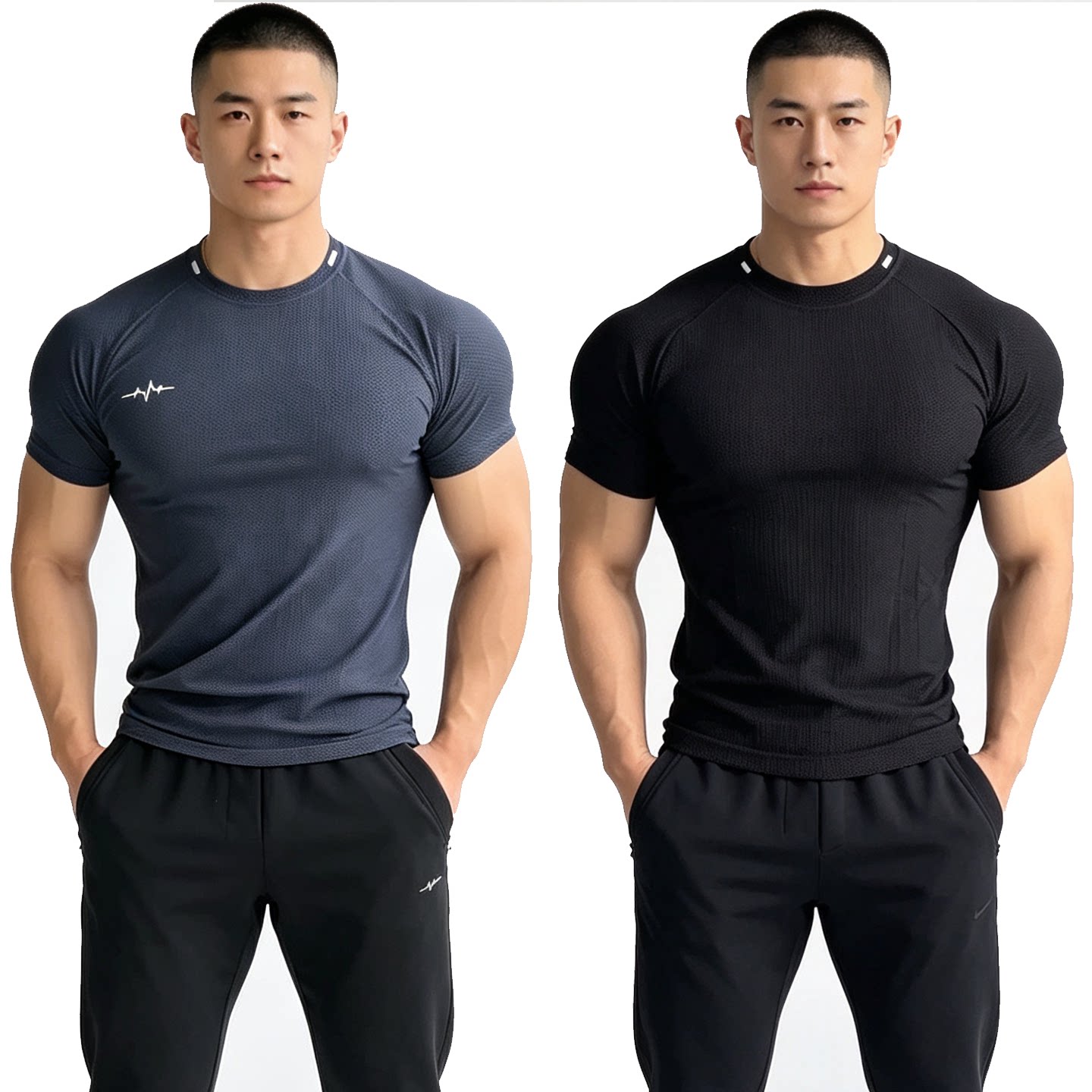 3D仿生蜂窝肌理冰感速干运动健身上衣男高弹修身训练短袖T恤显型