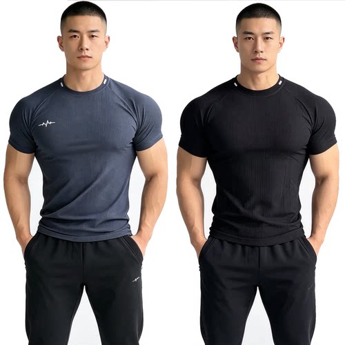 速干运动3D印花高弹修身显型T恤
