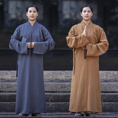 灰色黄色春秋冬季 僧服大褂僧衣长衫 出家师父和尚尼姑长袍男女同款