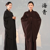 高档海青居士服女款 僧服僧衣服海清长衫 大褂袈裟禅修服咖啡色黑色