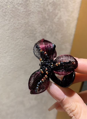 五瓣花发夹女新款手工高级感