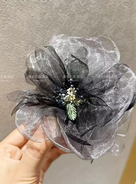 飘逸水墨花撞色发抓气质优雅发夹