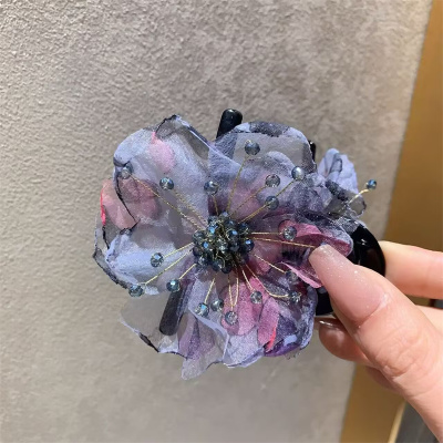 夏季新款超仙多层网纱花瓣鲨鱼夹