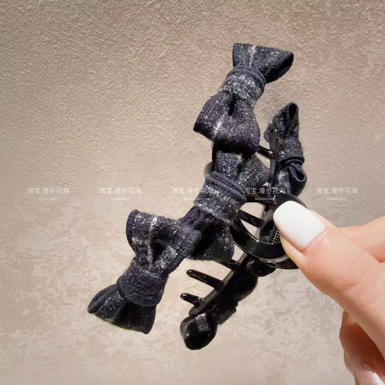 灰色蝴蝶结抓夹女高级感2025新款