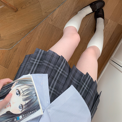 【云灰】栗花熊原创jk制服显白短裙校供百褶裙格裙学院风半身裙女