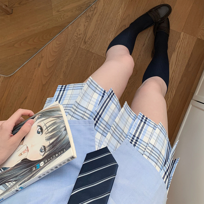 【月白】栗花熊jk制服原创格裙校供正版学院风百褶裙短裙学生女