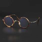 窦文涛复古圆框超轻钛眼镜架日本手工框架男女配高度近视镜5002