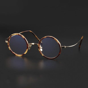 窦文涛复古圆框超轻钛眼镜架日本手工框架男女配高度近视镜5002