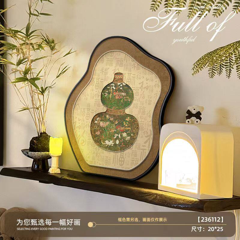 中古风福禄葫芦桌面摆画电视柜客厅摆台画高级感玄关柜摆件