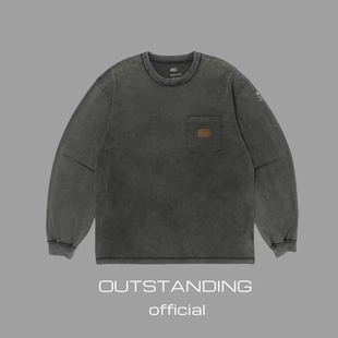 OT制造MDNS22AW蜡染水洗基础圆领套头橙标长袖 情侣cleanfit余文乐