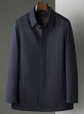 新款男中年商务休闲风衣翻领可拆卸内胆鸭绒羽绒服厚款爸爸装外套