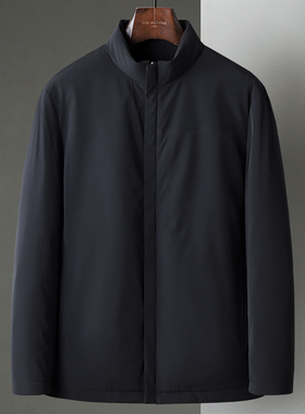 冬季新款黑色立领短款轻盈款鹅绒羽绒服商务休闲中年男士夹克外套