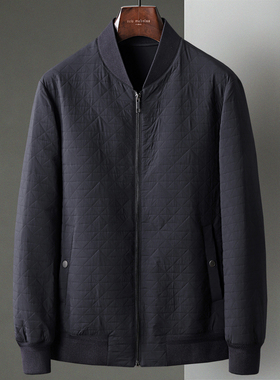 新款黑灰色三防面料棒球领茄克休闲外套男士商务短款菱格夹克外套