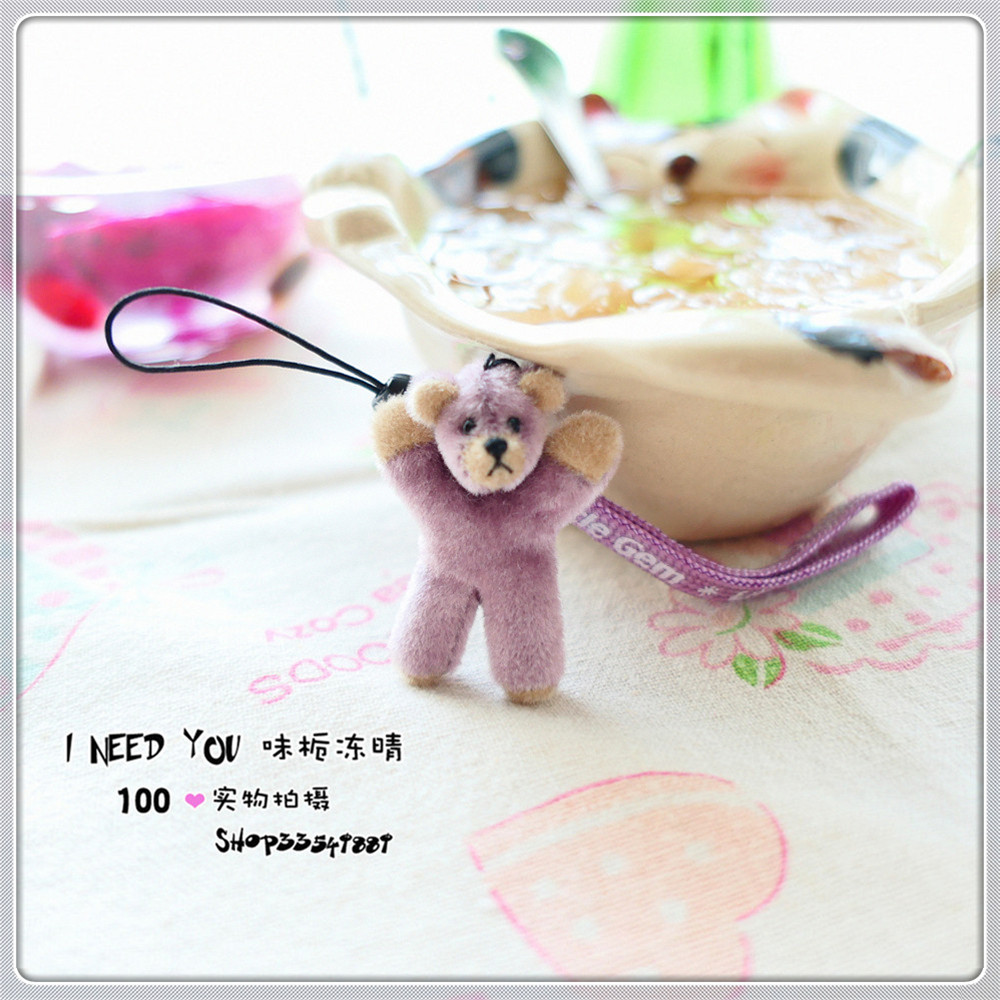 【特色】纯手工迷你熊/泰迪熊成品 古董短绒 吊绳lucky bear4.5cm