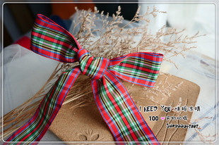 娃衣/迷你熊装饰进口丝带 红蓝黄绿色格 美产 39mm 158#