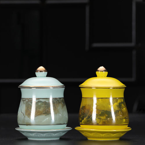 陶瓷供水杯佛前圣水杯观音大悲水财神爷供杯佛具供佛净水杯供佛杯