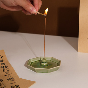 YST 裂纹釉线香陶瓷香插底座创意家用室内香插摆件香薰炉茶道批发