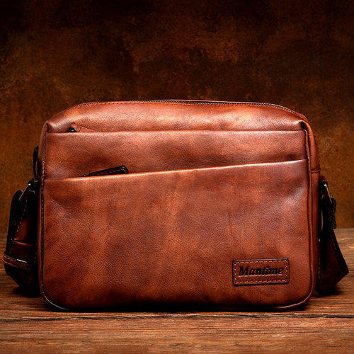 慢时光复古真皮单肩包休闲斜挎包