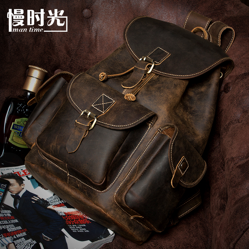 天然疯马皮 复古英伦风手工牛皮背包男真皮双肩包潮女士户外背包在类目 箱包皮具/热销女包/男包, 双肩背包中 - 来自Buy2taobao.com提供专业的淘宝代购服务