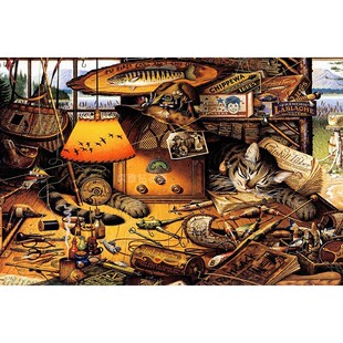 2024DIY方钻满钻钻石画钻石绣钓鱼工具台上的猫咪贴钻印花十字绣