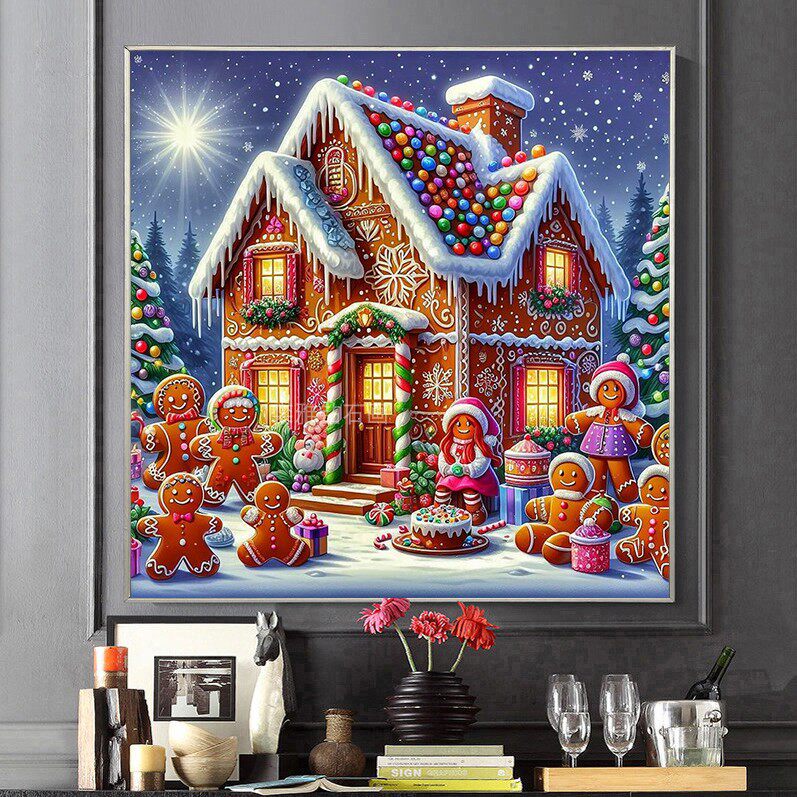 DIY方钻满钻钻石画钻石绣手工粘贴钻十字绣带钻套件方形圣诞小屋