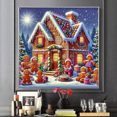 DIY方钻满钻钻石画钻石绣手工粘贴钻十字绣带钻套件方形圣诞小屋