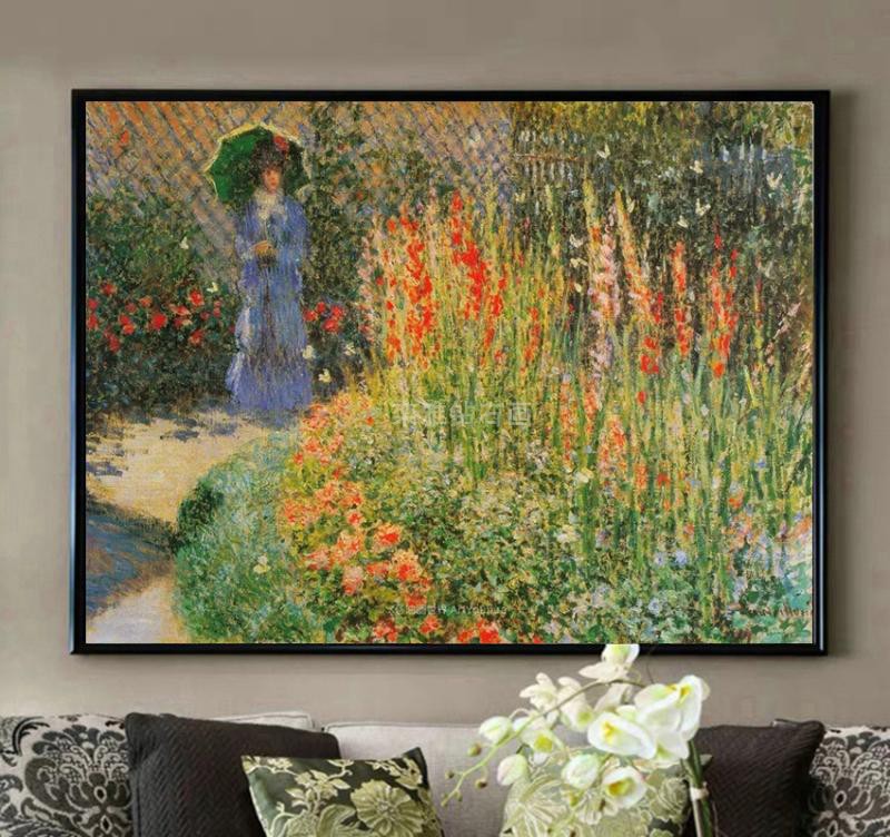 世界名画DIY方钻满钻钻石画莫奈花园夫人手工贴钻印花十字绣带钻