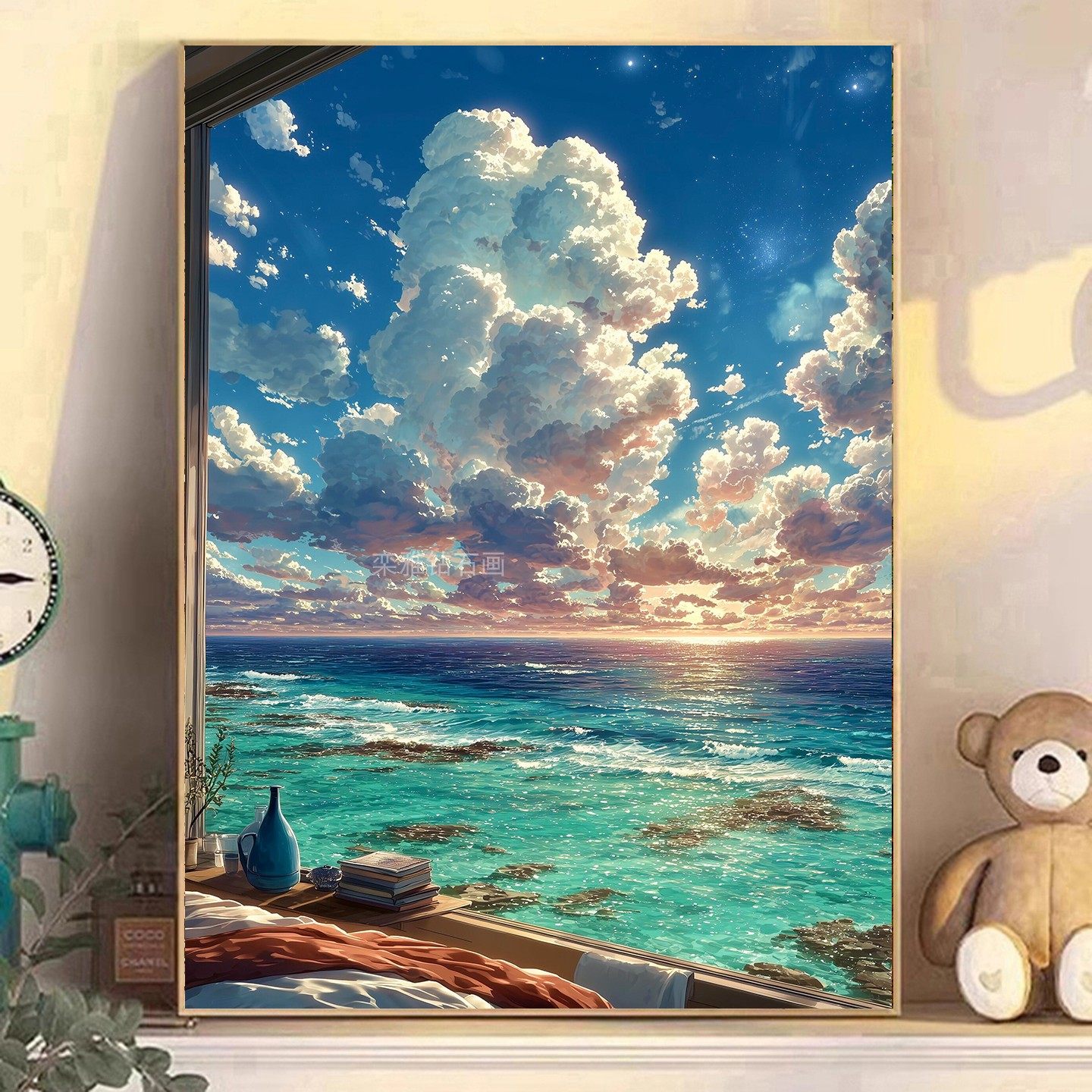 2025新品DIY方钻满钻贴钻钻石画钻石绣带钻碧海蓝天白云海边风景,居家布艺,钻石绣,淘宝优惠券,粉丝福利购,淘宝优惠卷