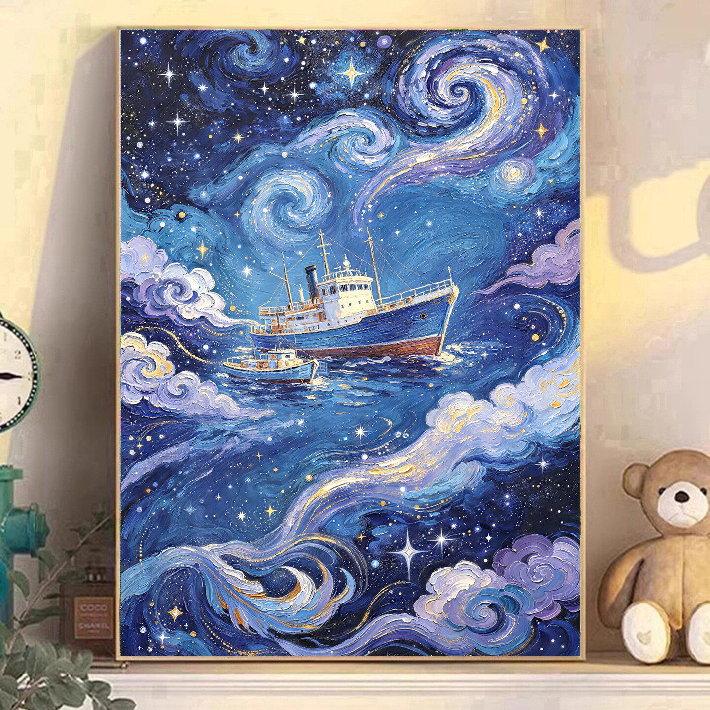 DIY手工贴钻树脂方钻满钻钻石画贴钻砖石绣带钻星空海上巨浪轮船