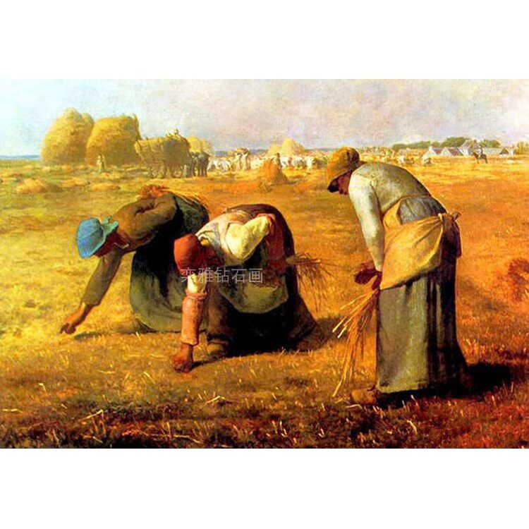世界名画DIY方钻满钻钻石画梵高拾稻穗的女人贴钻印花十字绣带钻