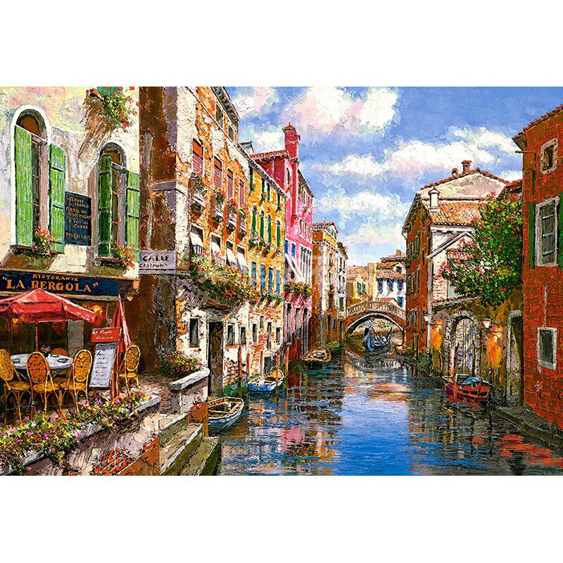 欧式餐厅DIY方钻满钻钻石画水城威尼斯风景手工粘贴钻点钻十字绣