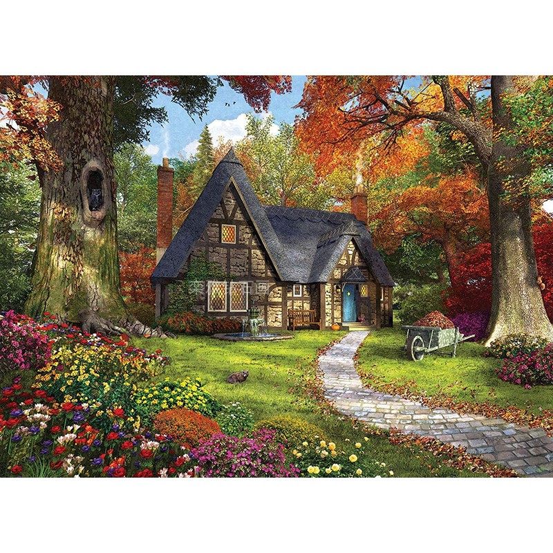 2024新款DIY方钻满钻钻石画钻石绣粘贴钻十字绣乡村小屋大树小路,居家布艺,钻石绣,淘宝优惠券,粉丝福利购,淘宝优惠卷