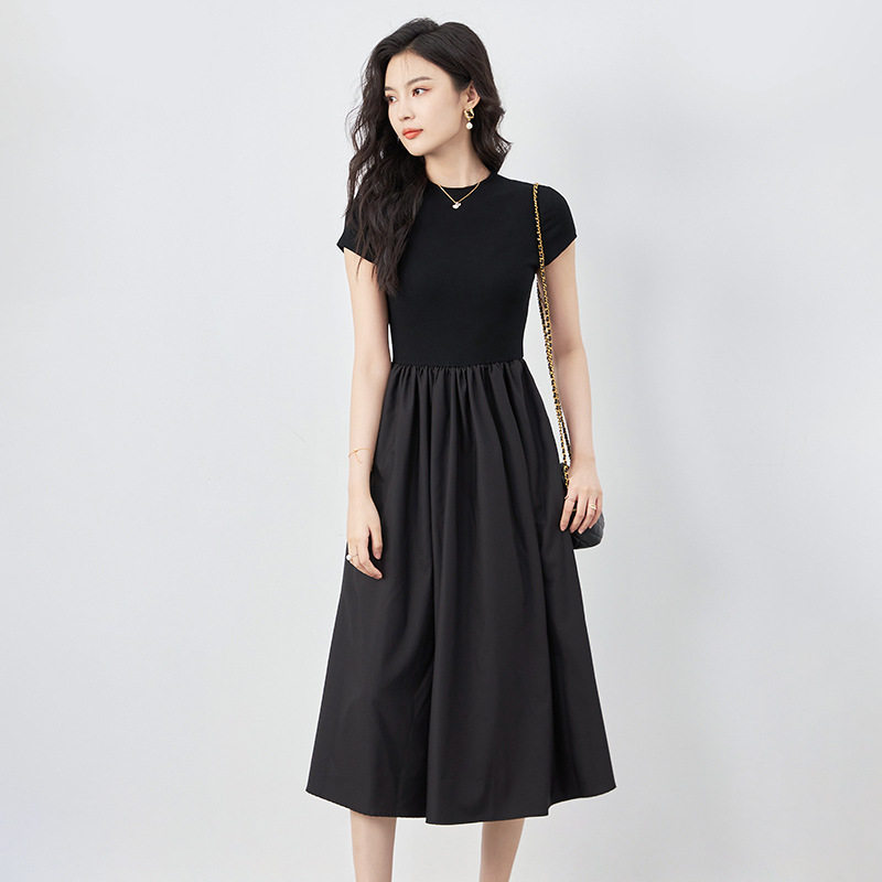 深圳南油夏新品针织弹力小个子显瘦休闲气质小女人连衣裙